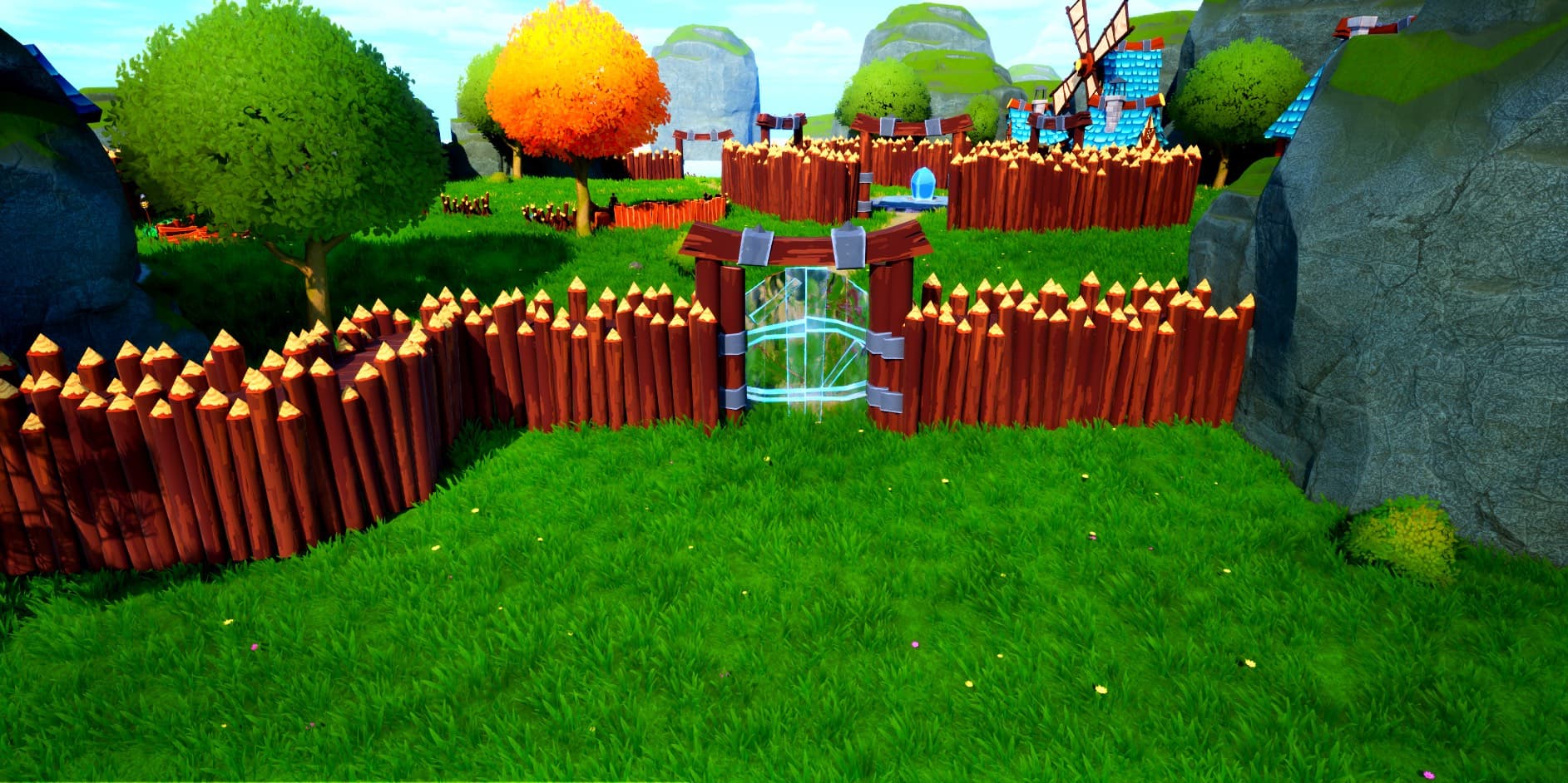 A shimmering portal set in a wooden gateway, leading to the next world